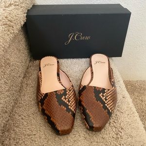 J. Crew Snake Embossed Leather Mule Flats 6.5